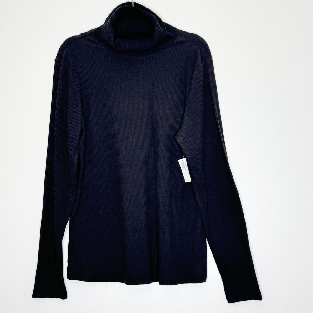 New Old Navy Plush Turtleneck Ribbed Knit Black Women's Size XL